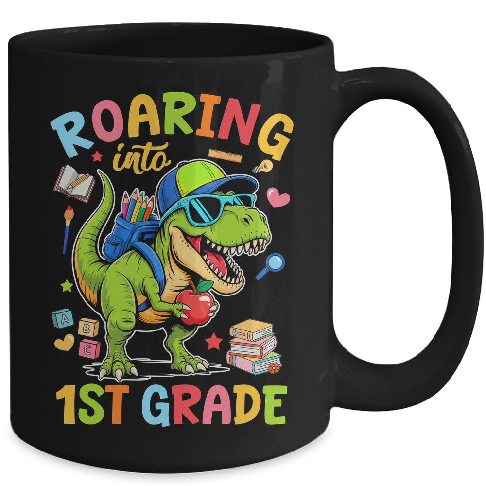 Roaring Into 1st Grade Back To School Boys T-Rex Dinosaur Mug | siriusteestore