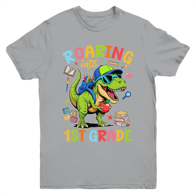 Roaring Into 1st Grade Back To School Boys T-Rex Dinosaur Youth Shirt | siriusteestore