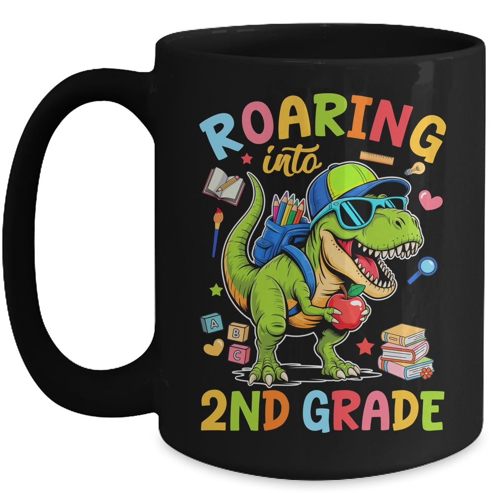 Roaring Into 2nd Grade Back To School Boys T-Rex Dinosaur Mug | siriusteestore