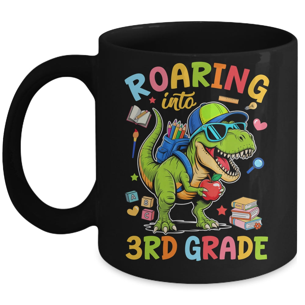 Roaring Into 3rd Grade Back To School Boys T-Rex Dinosaur Mug | siriusteestore
