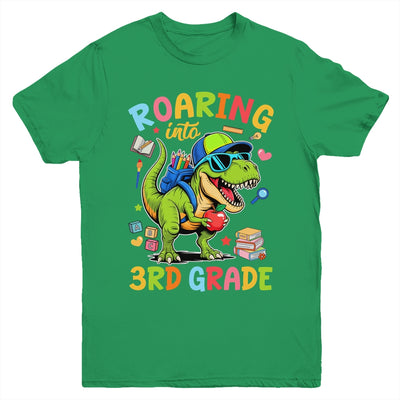 Roaring Into 3rd Grade Back To School Boys T-Rex Dinosaur Youth Shirt | siriusteestore