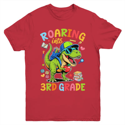 Roaring Into 3rd Grade Back To School Boys T-Rex Dinosaur Youth Shirt | siriusteestore