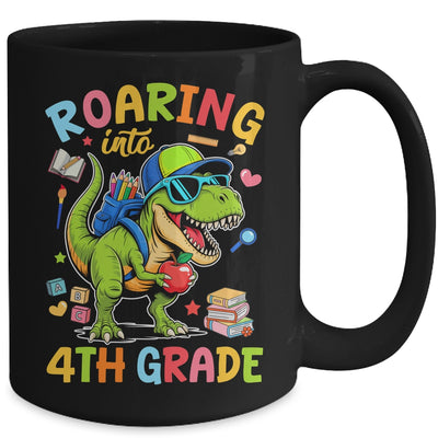 Roaring Into 4th Grade Back To School Boys T-Rex Dinosaur Mug | siriusteestore