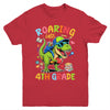 Roaring Into 4th Grade Back To School Boys T-Rex Dinosaur Youth Shirt | siriusteestore