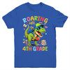 Roaring Into 4th Grade Back To School Boys T-Rex Dinosaur Youth Shirt | siriusteestore