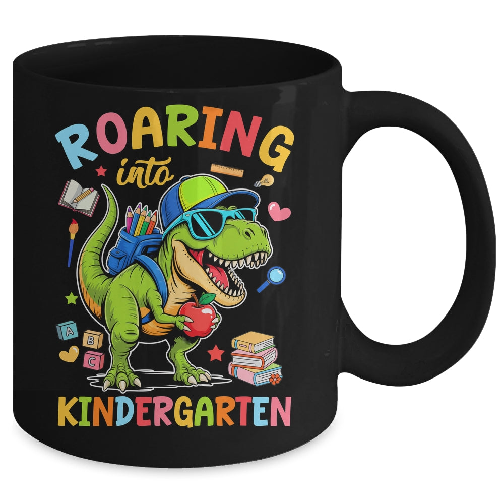 Roaring Into Kindergarten Back To School Boys T-Rex Dinosaur Mug | siriusteestore