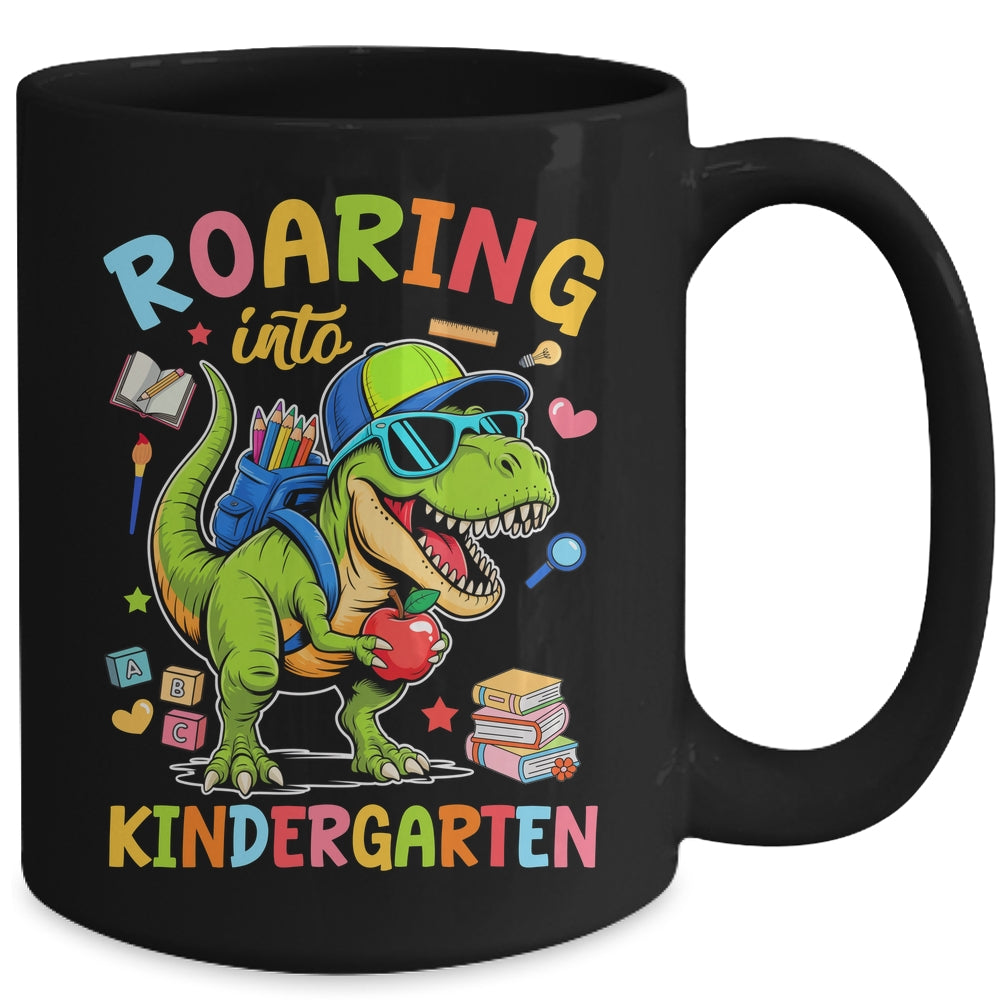 Roaring Into Kindergarten Back To School Boys T-Rex Dinosaur Mug | siriusteestore