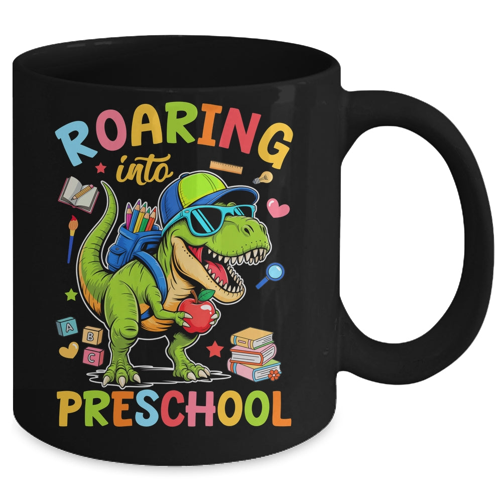 Roaring Into Preschool Back To School Boys T-Rex Dinosaur Mug | siriusteestore