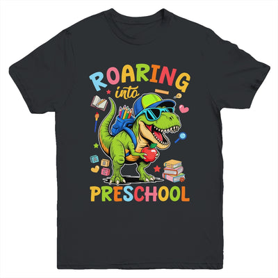 Roaring Into Preschool Back To School Boys T-Rex Dinosaur Youth Shirt | siriusteestore