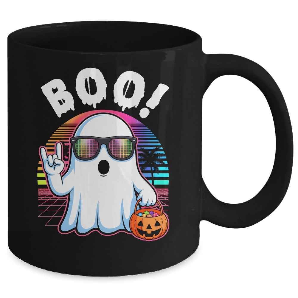 Rock Ghost Retro Halloween Pumpkin Funny Boo Women Mug | siriusteestore