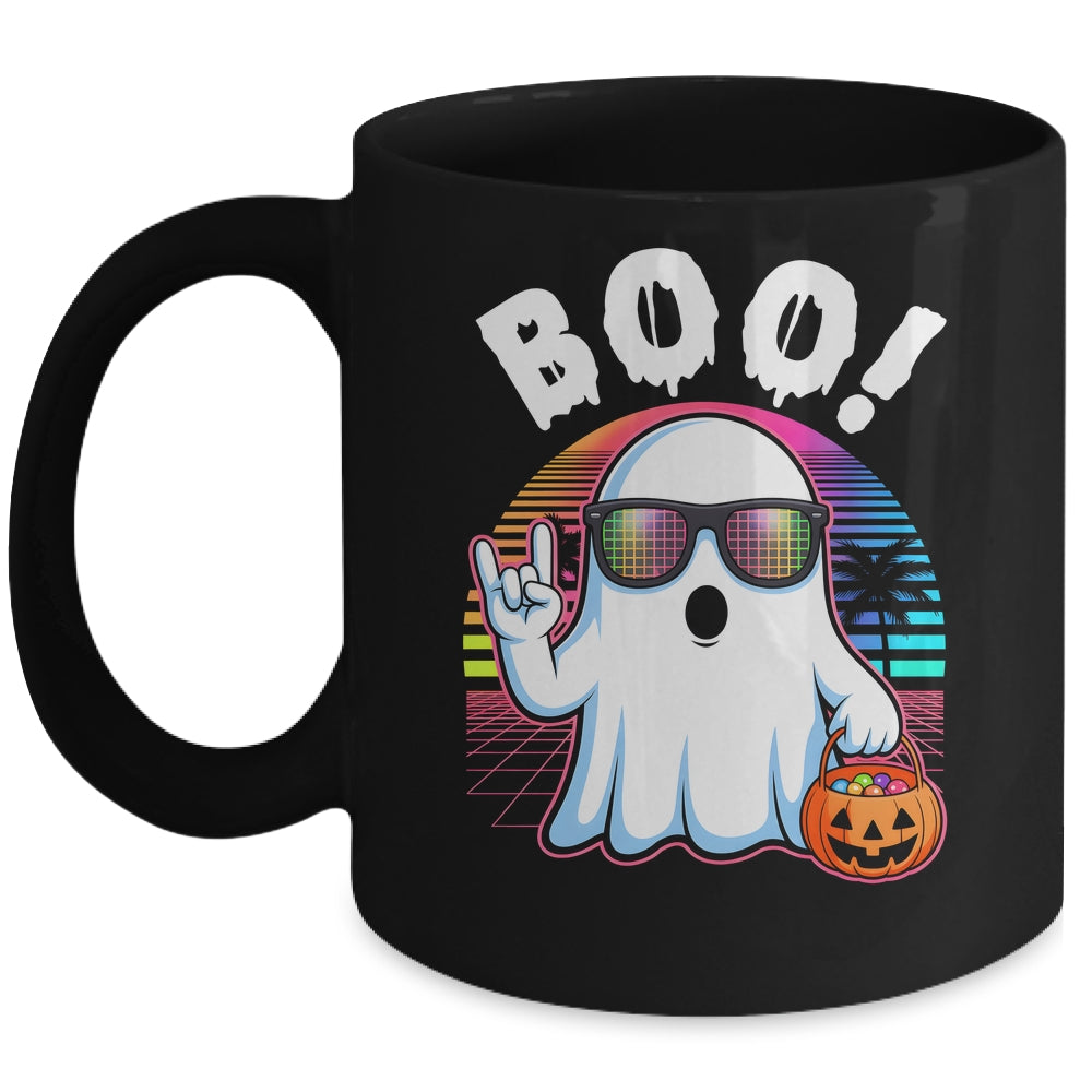 Rock Ghost Retro Halloween Pumpkin Funny Boo Women Mug | siriusteestore