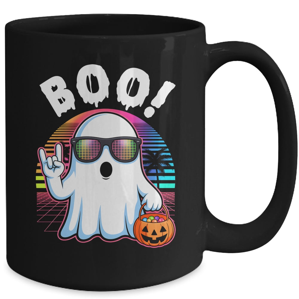 Rock Ghost Retro Halloween Pumpkin Funny Boo Women Mug | siriusteestore