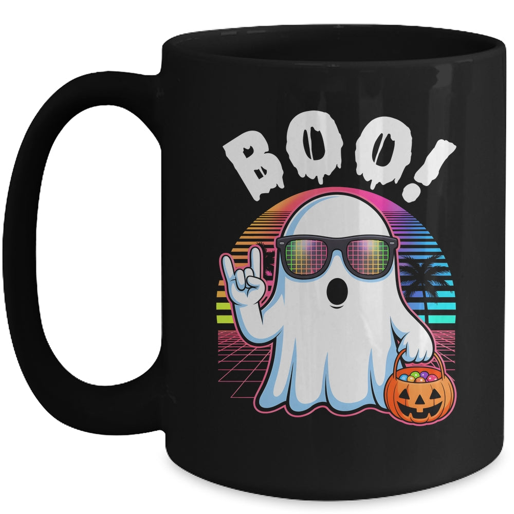 Rock Ghost Retro Halloween Pumpkin Funny Boo Women Mug | siriusteestore
