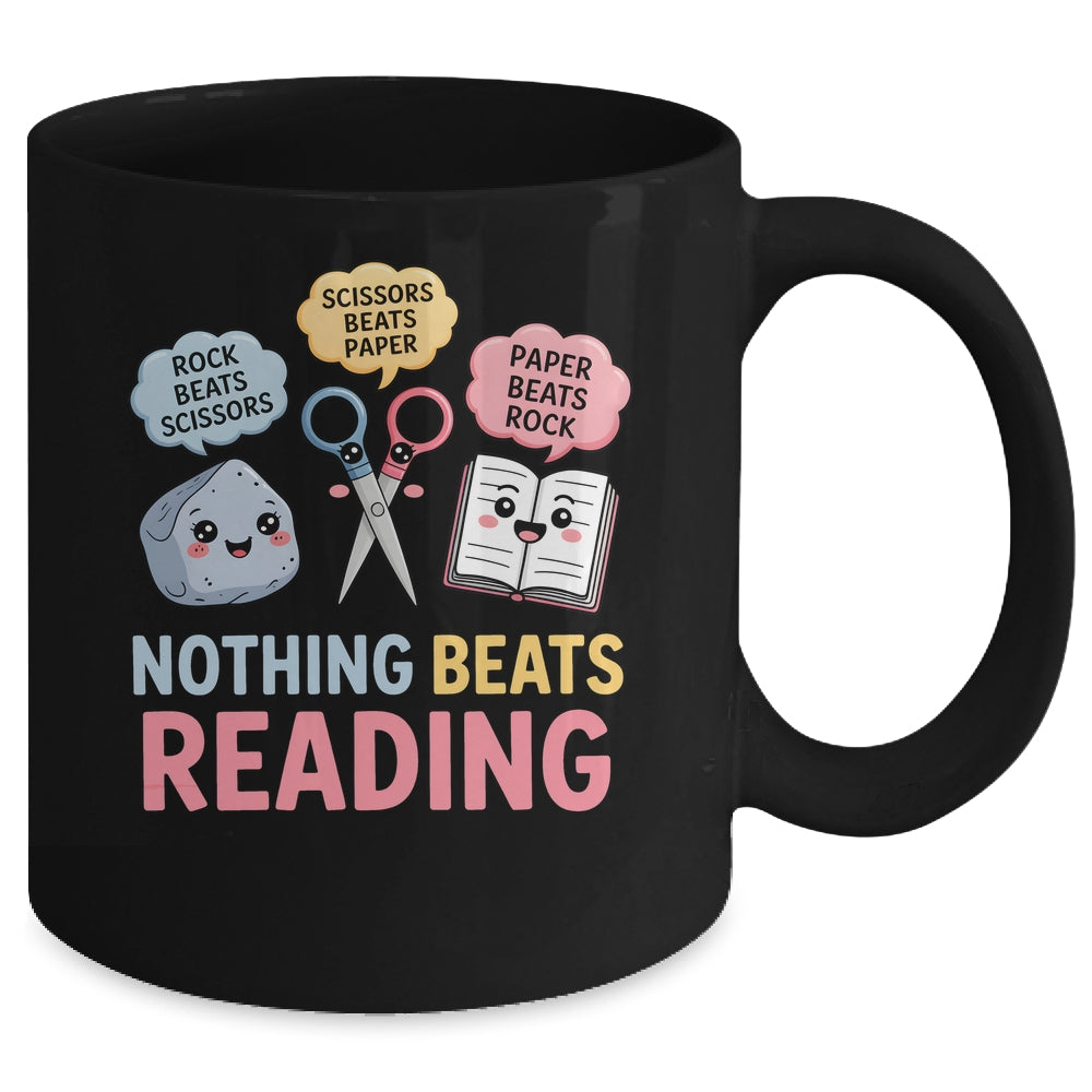 Rock Paper Scissors Nothing Beats Reading Funny Book Lover Mug | siriusteestore