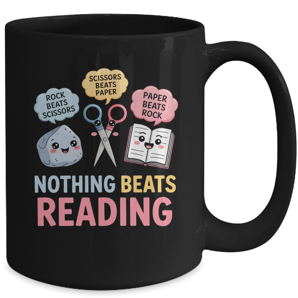 Rock Paper Scissors Nothing Beats Reading Funny Book Lover Mug | siriusteestore