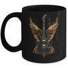 Rock & Roll Guitar With Wings Vintage Retro 80s Music Mug | siriusteestore