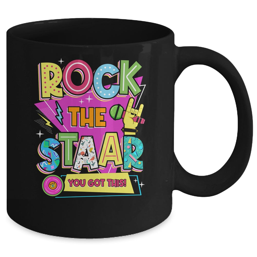 Rock The Staar Test Testing Day Retro Groovy Teacher Stars Mug | siriusteestore