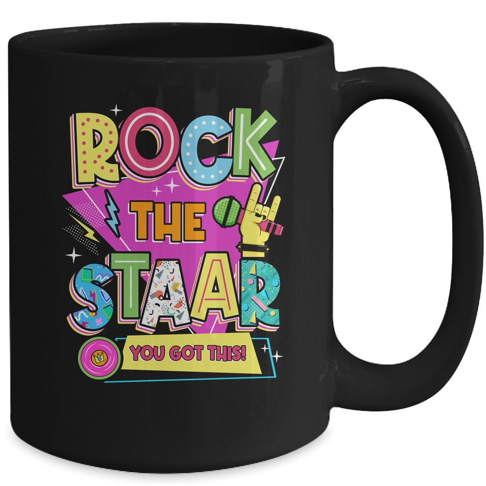 Rock The Staar Test Testing Day Retro Groovy Teacher Stars Mug | siriusteestore