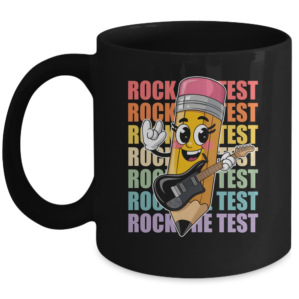 Rock The Test Day Teacher Testing Day Motivational Funny Mug | siriusteestore