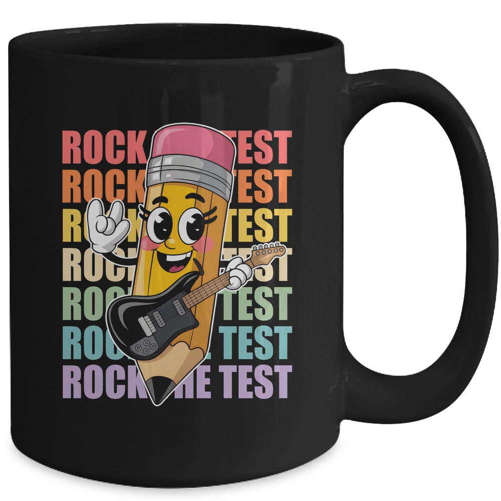 Rock The Test Day Teacher Testing Day Motivational Funny Mug | siriusteestore