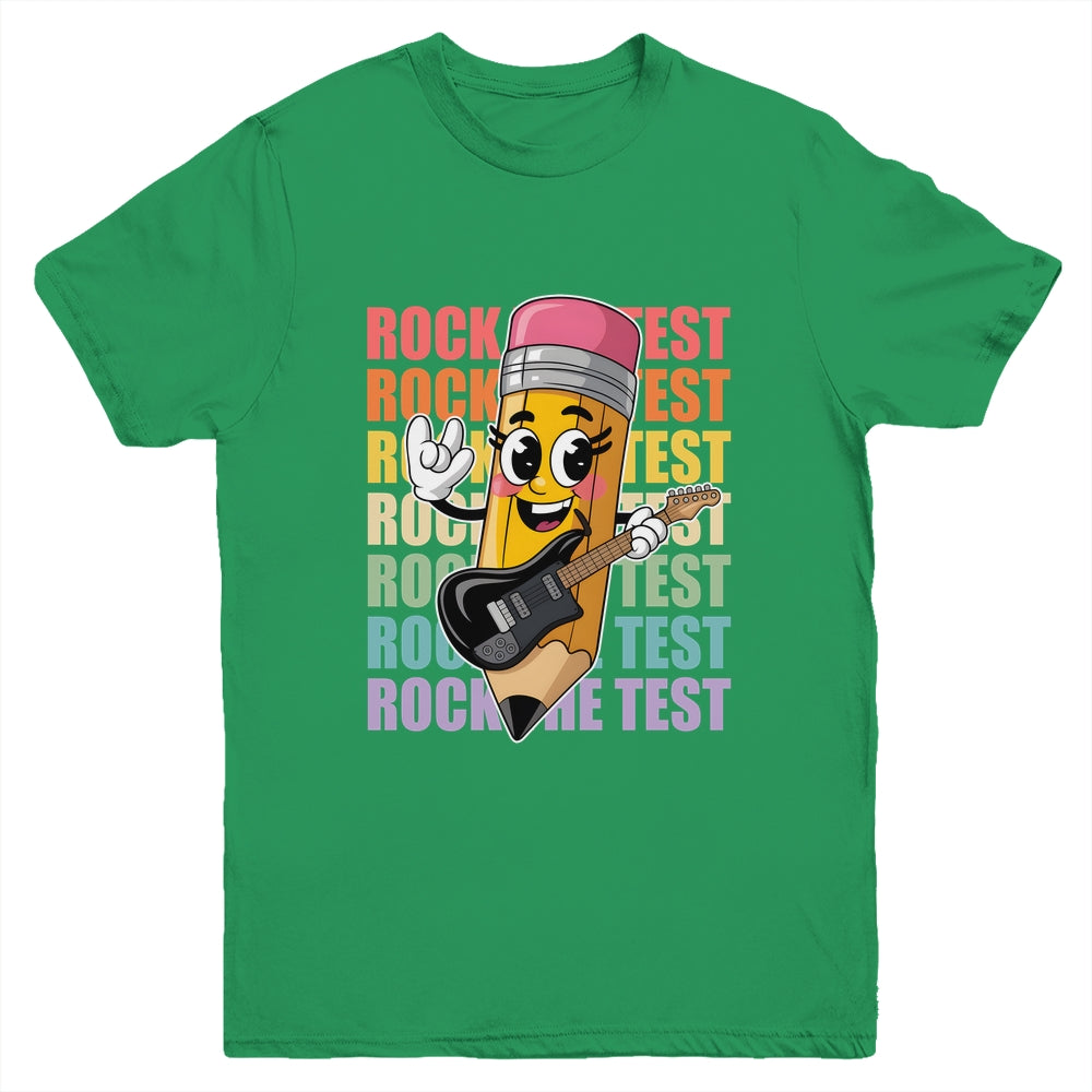 Rock The Test Day Teacher Testing Day Motivational Funny Youth Shirt | siriusteestore