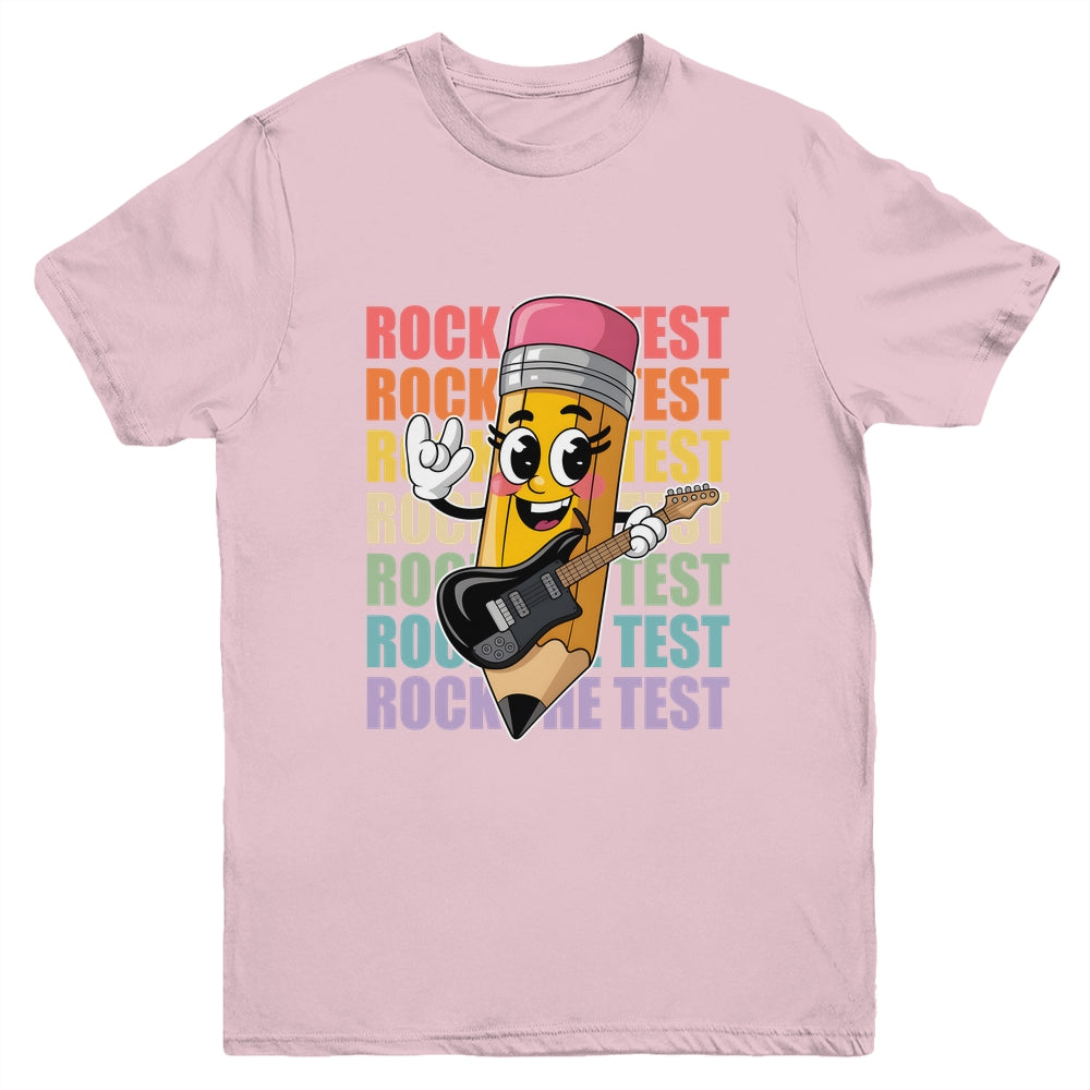 Rock The Test Day Teacher Testing Day Motivational Funny Youth Shirt | siriusteestore