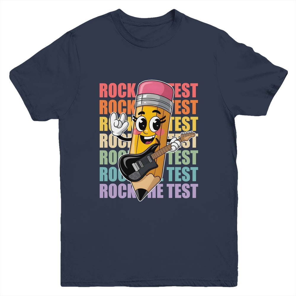 Rock The Test Day Teacher Testing Day Motivational Funny Youth Shirt | siriusteestore