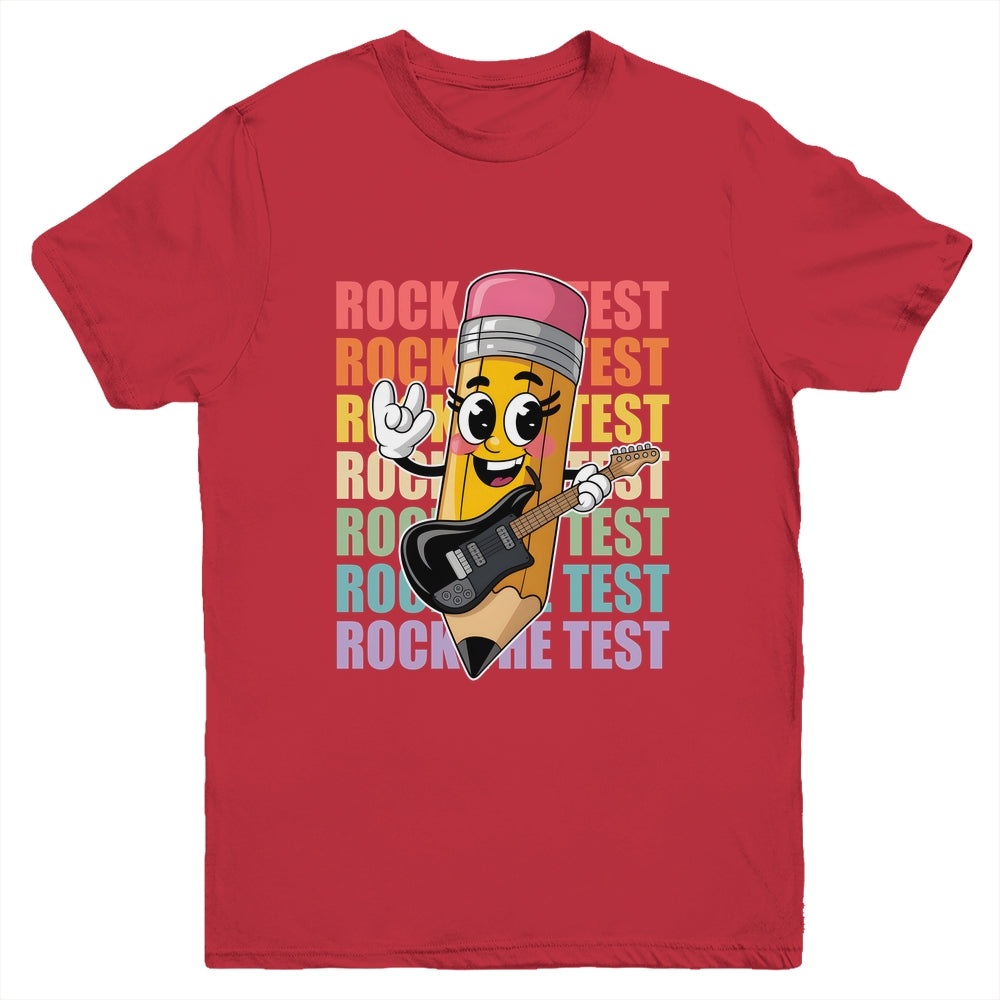 Rock The Test Day Teacher Testing Day Motivational Funny Youth Shirt | siriusteestore