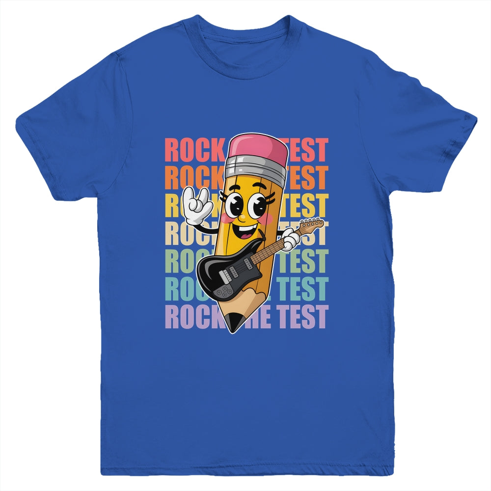 Rock The Test Day Teacher Testing Day Motivational Funny Youth Shirt | siriusteestore