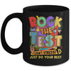 Rock The Test Dont Stress Testing Day Teachers Students Mug | siriusteestore