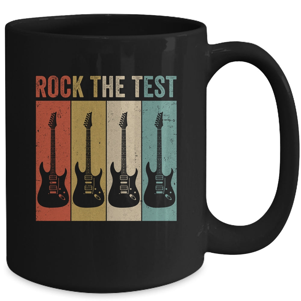 Rock The Test Guitar Teacher Test Day Testing Day Vintage Mug | siriusteestore
