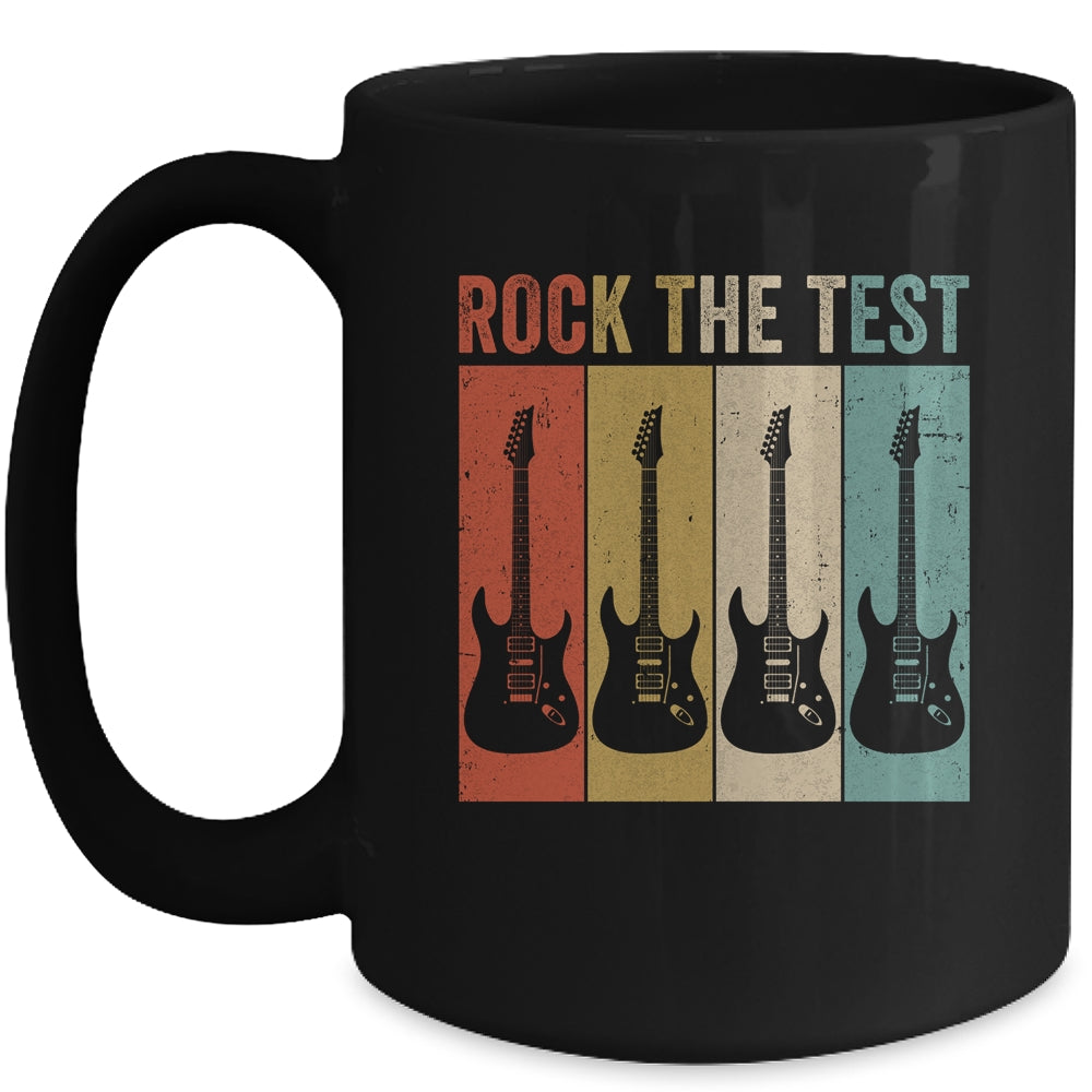 Rock The Test Guitar Teacher Test Day Testing Day Vintage Mug | siriusteestore
