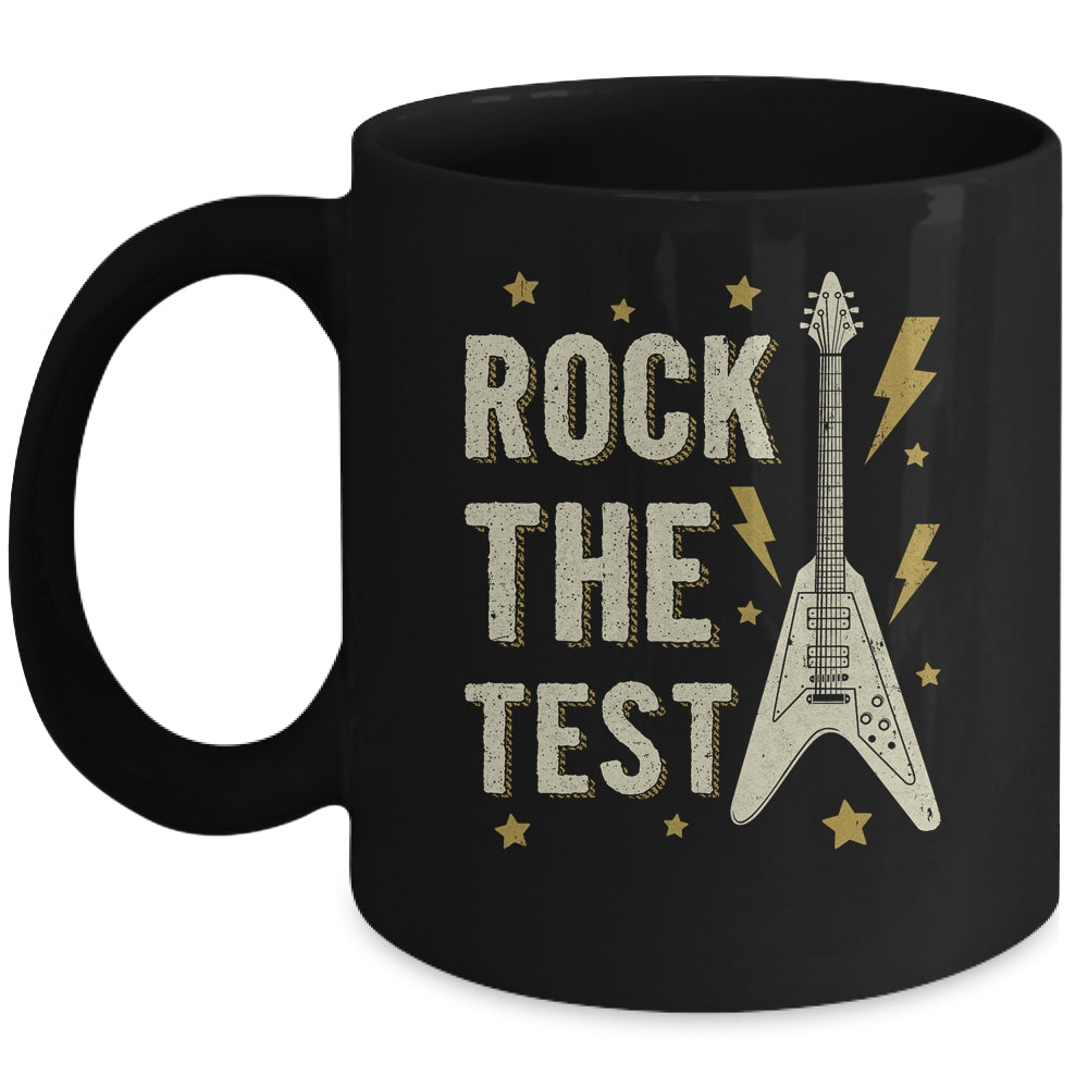 Rock The Test Guitar Testing Day Teacher Test Day Teacher Mug | siriusteestore