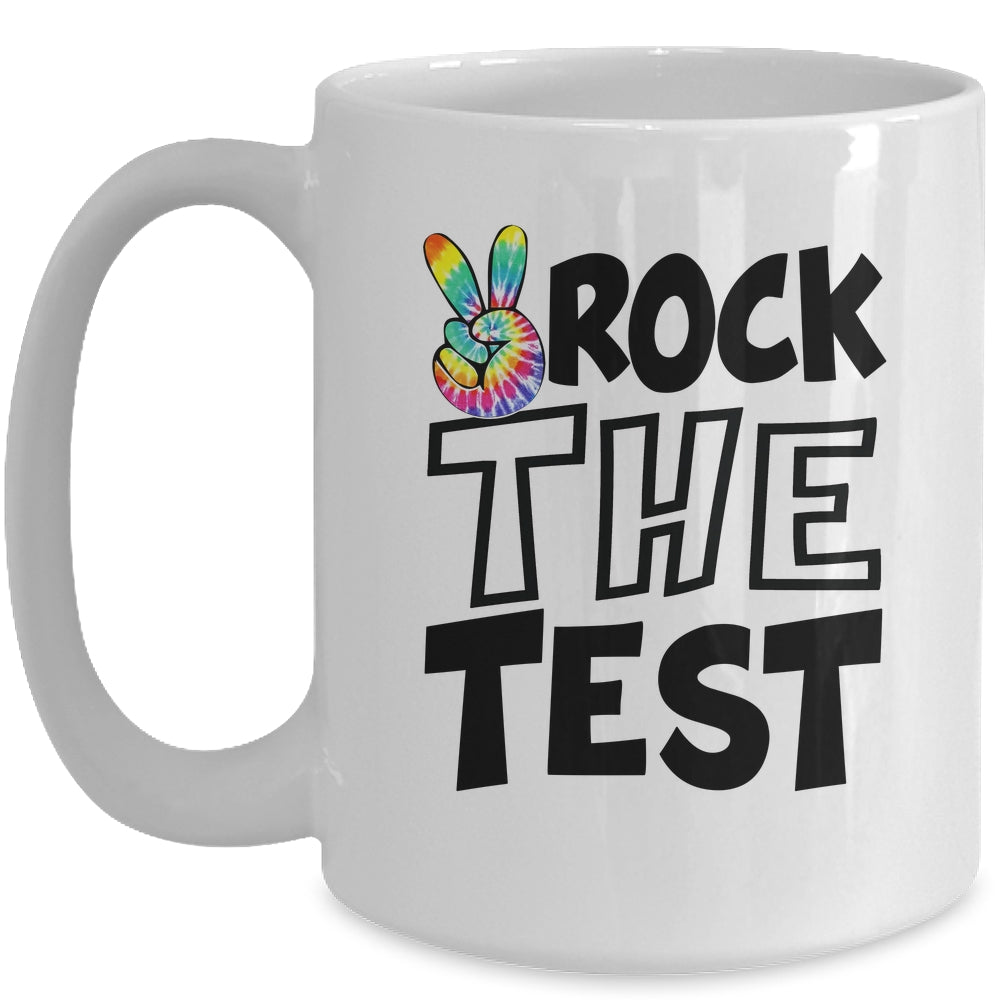 Rock The Test Teacher Test Day Testing Day Tie Dye Teacher Mug | siriusteestore