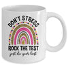 Rock The Test Test Day Teacher Testing Day Rainbow Leopard Mug | siriusteestore