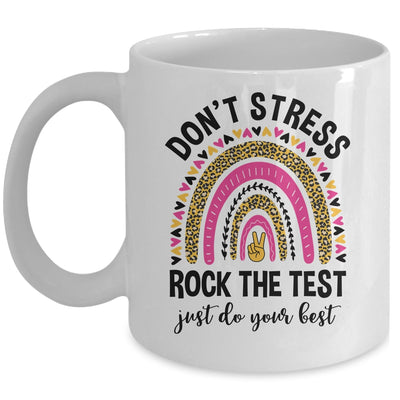 Rock The Test Test Day Teacher Testing Day Rainbow Leopard Mug | siriusteestore