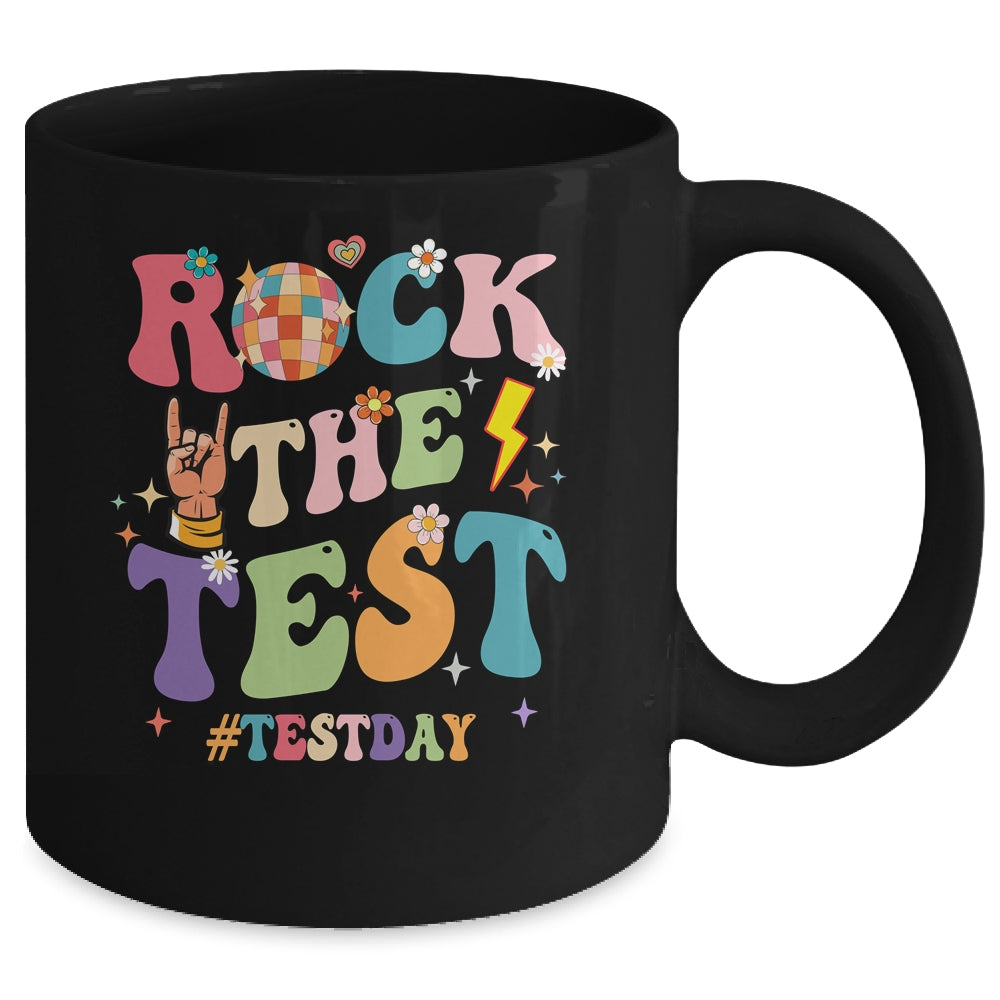 Rock The Test Testing Day Retro Motivational Teacher Student Mug | siriusteestore