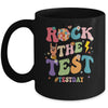Rock The Test Testing Day Retro Motivational Teacher Student Mug | siriusteestore