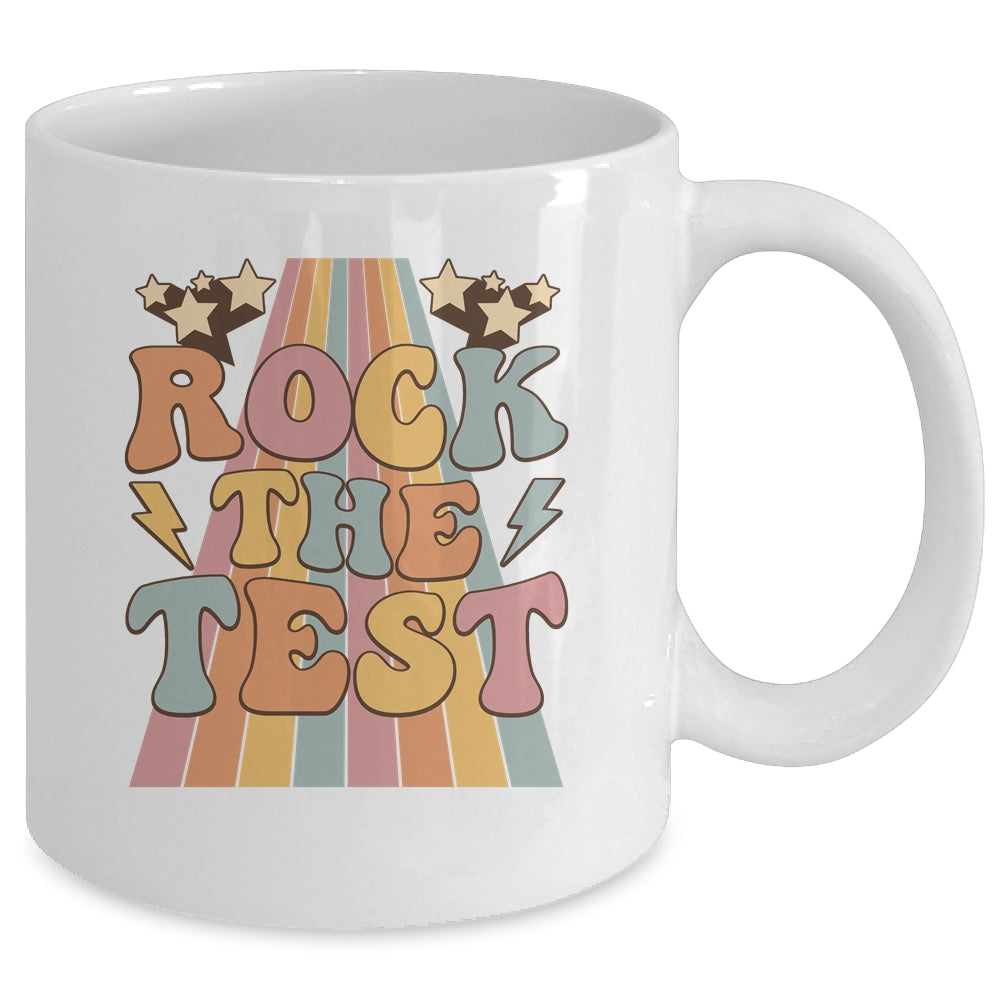 Rock The Test Testing Day Retro Teacher Stars Students Mug | siriusteestore
