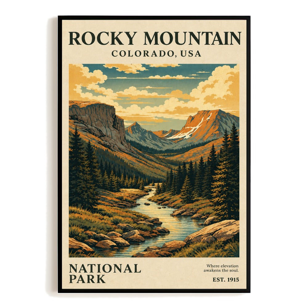 Rocky Mountain National Park Colorado Souvenir Gifts Rocky Mountain Hiking Travel Poster Vintage Landscape Wall Art Print For Home Living Room Office Decor Unframed | siriusteestore