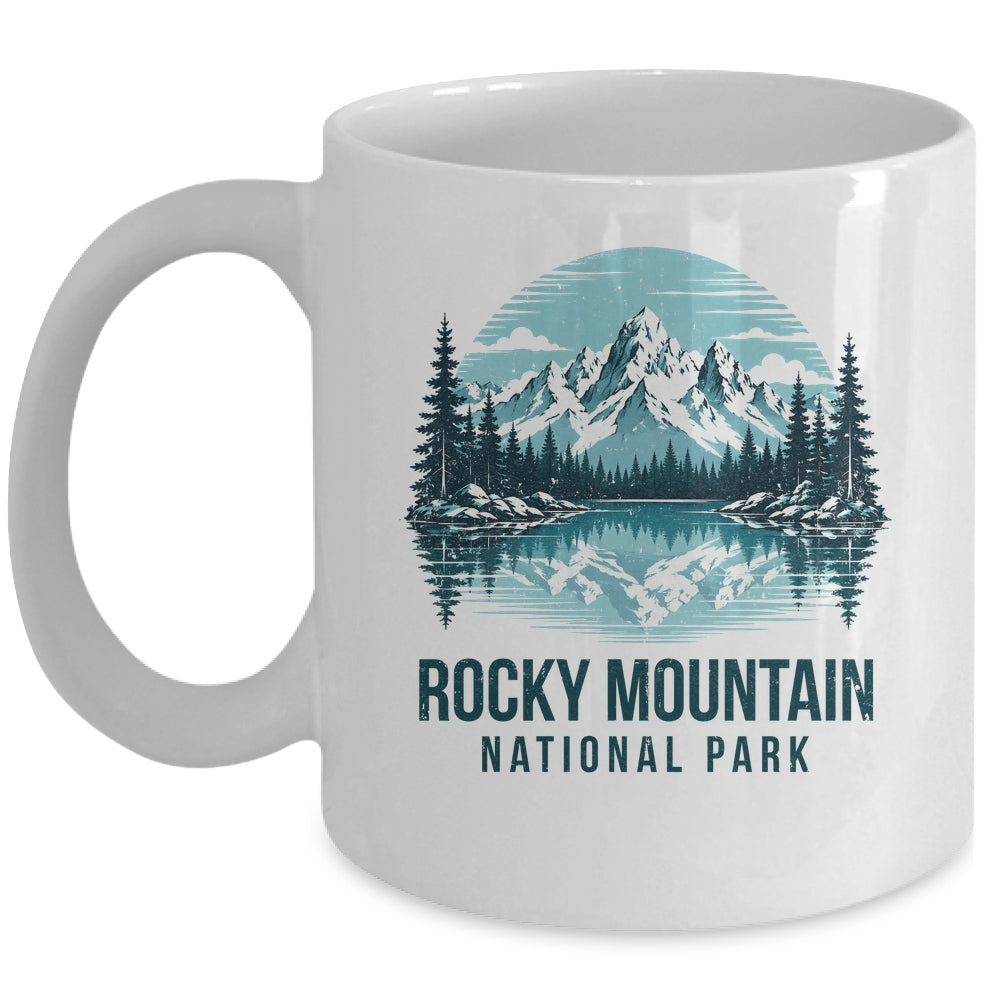 Rocky Mountain National Park Retro Mountain Lake Outdoor Hiking Mug | siriusteestore