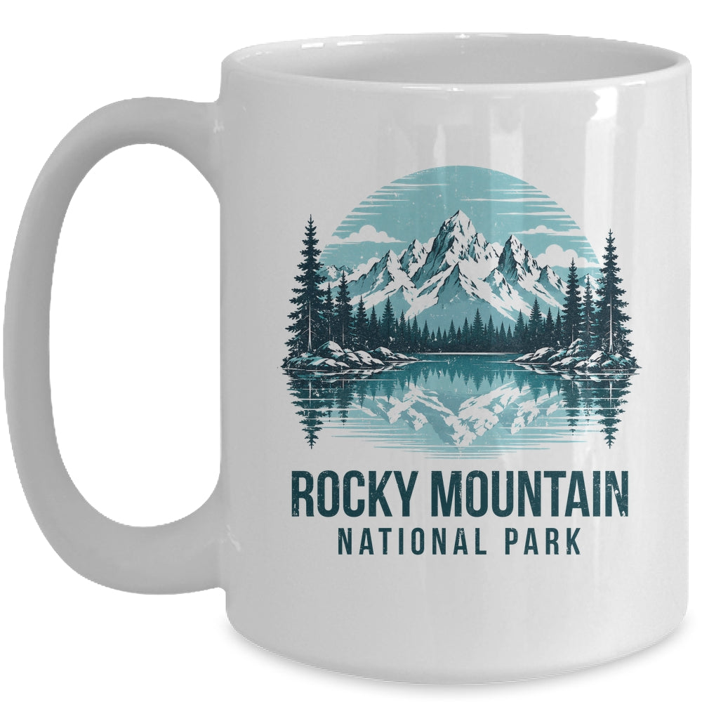 Rocky Mountain National Park Retro Mountain Lake Outdoor Hiking Mug | siriusteestore
