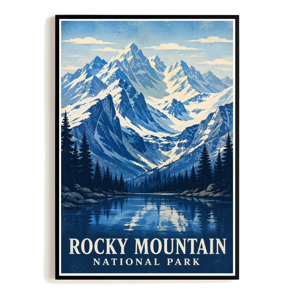 Rocky Mountain National Park Travel Poster Colorado Mountain Landscape Wall Art Vintage Nature Souvenir Print For Home Living Room Office Bedroom Decor Unframed | siriusteestore