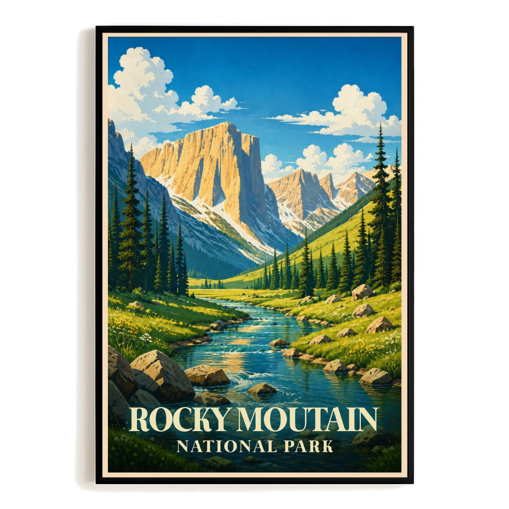 Rocky Mountain National Park Travel Poster Vintage Landscape Wall Art Nature Lovers Hiking Adventure Souvenir Print Ideal For Home Living Room Bedroom Decor Unframed | siriusteestore