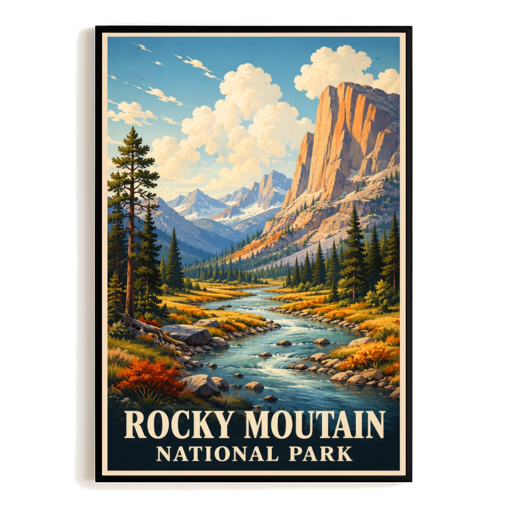Rocky Mountain National Park Vintage Travel Poster Print Mountain Wilderness Nature Souvenir Painting Ideal For Home Living Room Office Bedroom Cabin Decor Unframed | siriusteestore