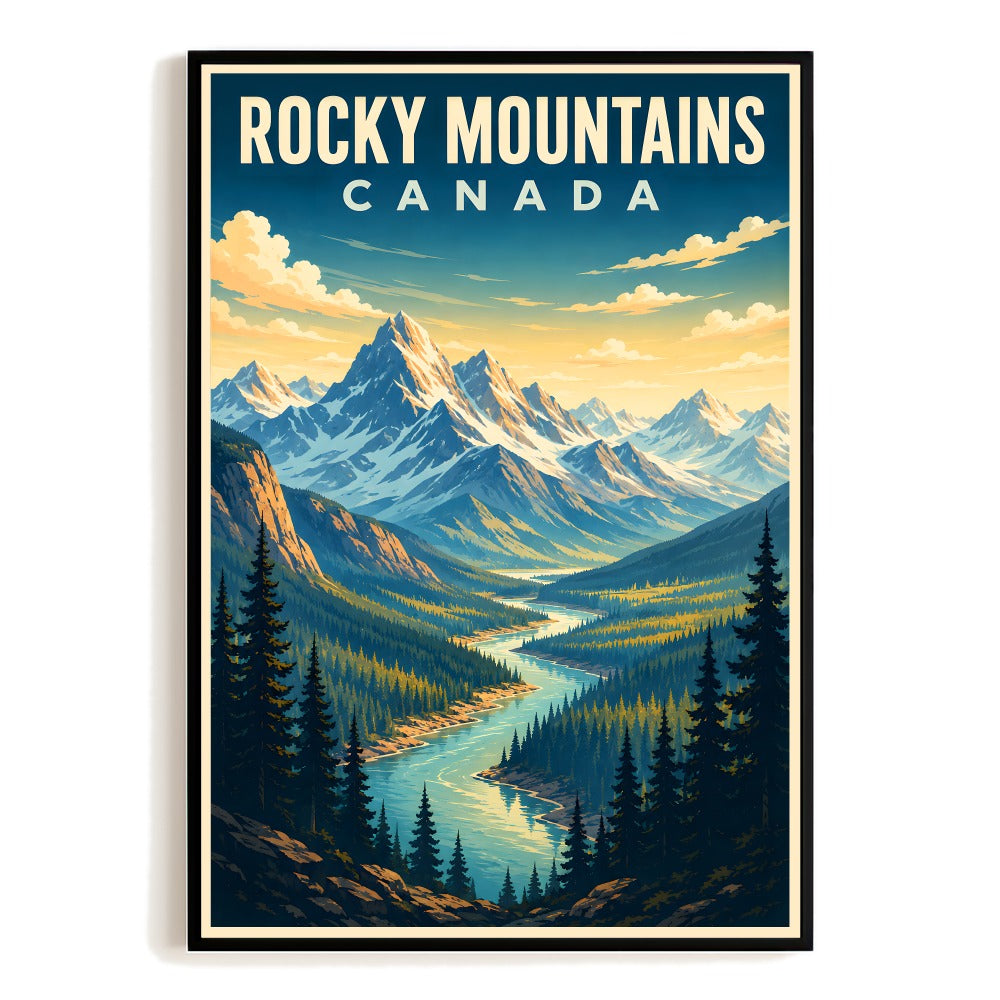 Rocky Mountains Canada Travel Poster Canadian Rockies Adventure Outdoor Vintage Wall Art Landscape Print Painting Picture For Home Living Room Office Decor Unframed | siriusteestore