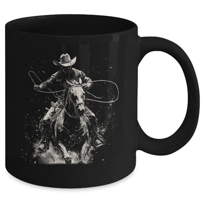 Rodeo Cowboy Dark Western Horse Vintage Art Graphic Men Mug | siriusteestore