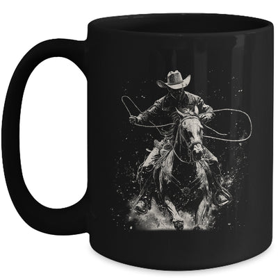 Rodeo Cowboy Dark Western Horse Vintage Art Graphic Men Mug | siriusteestore