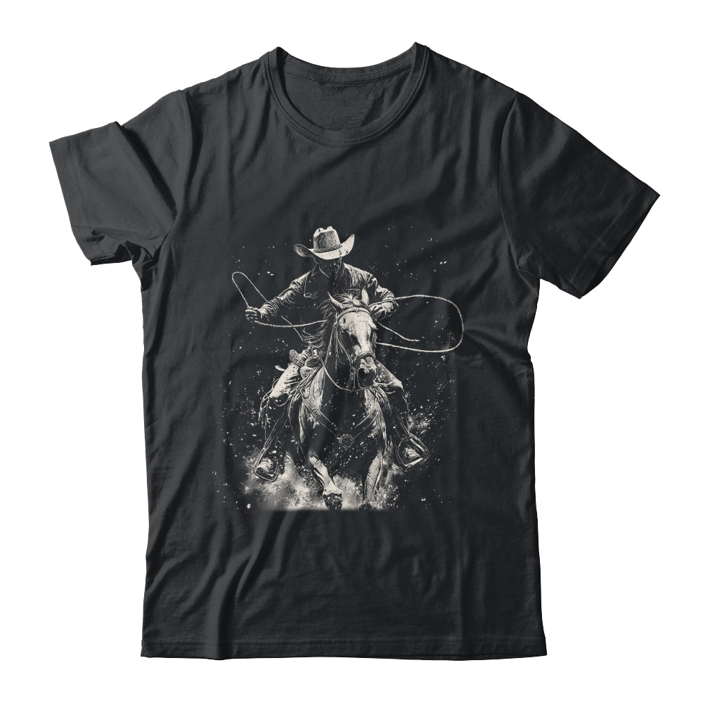 Rodeo Cowboy Dark Western Horse Vintage Art Graphic Men Shirt & Hoodie | siriusteestore