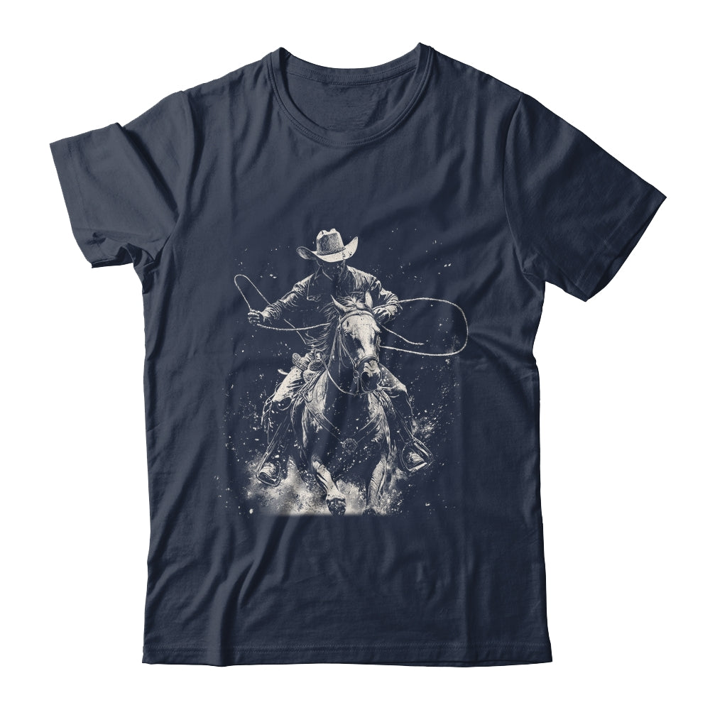 Rodeo Cowboy Dark Western Horse Vintage Art Graphic Men Shirt & Hoodie | siriusteestore